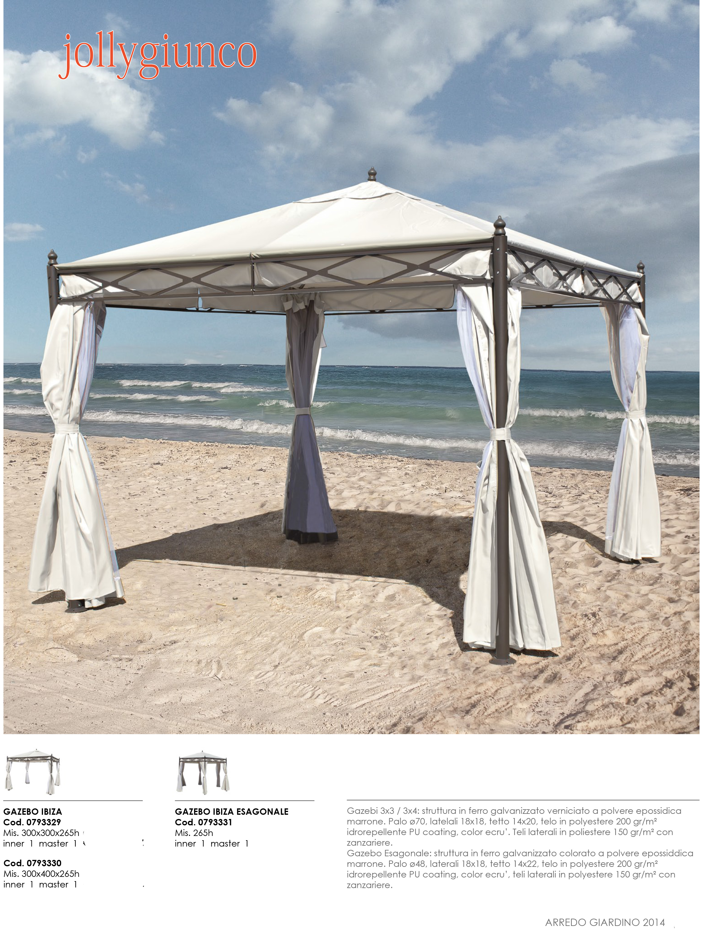 Gazebo per giardino di varie dimensioni. Coperture in tela per esterni