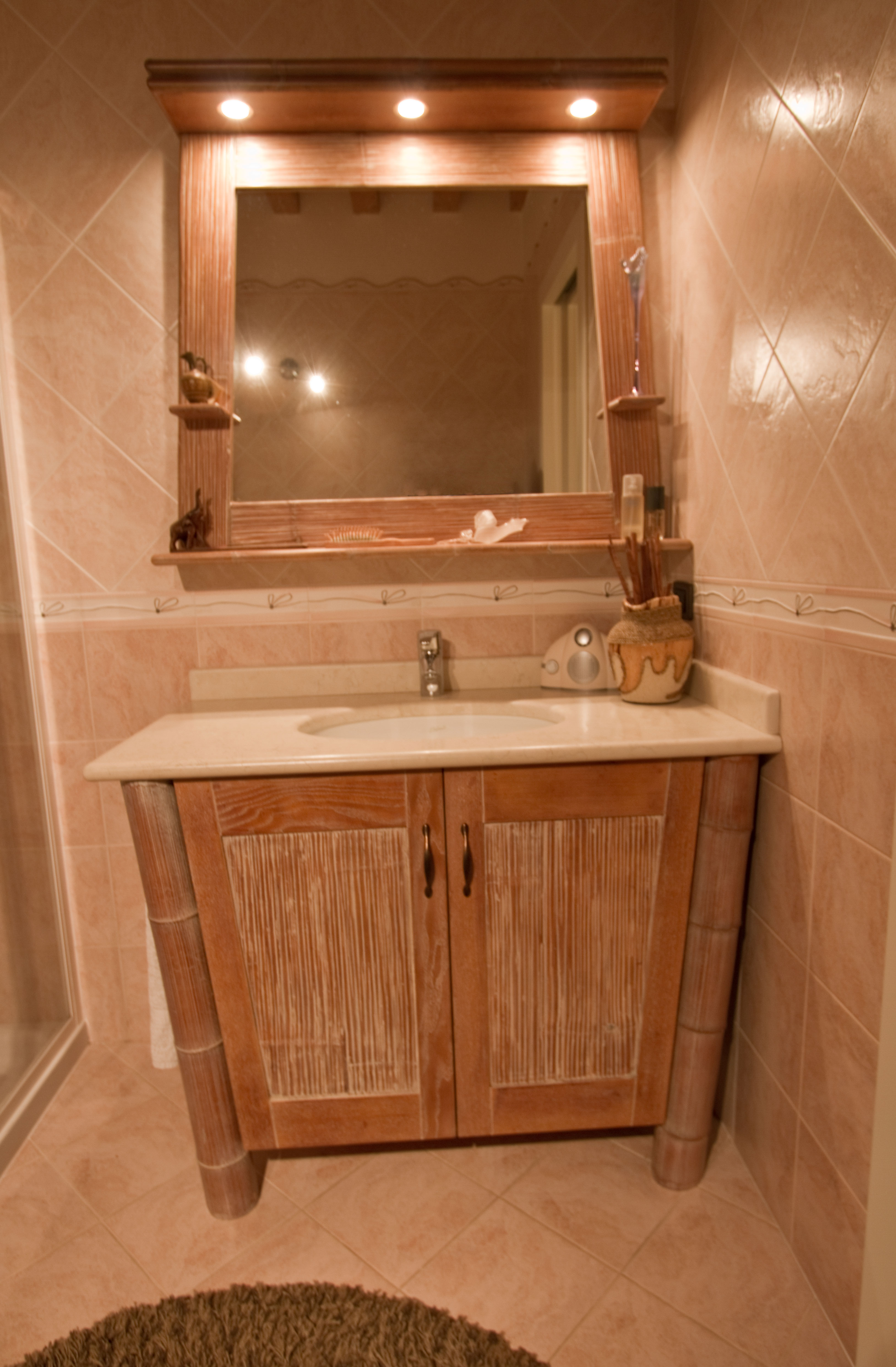 Mobile bagno decapè verde : mobile bagno per lavabo appoggio ...