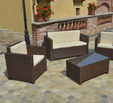 SALOTTO DENVER POLIRATTAN NOCE