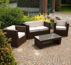 SALOTTO KANSAS NOCE POLYRATTAN