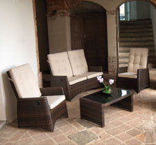 SALOTTO NOCE POLYRATTAN SCHIENALI RECLINABILI