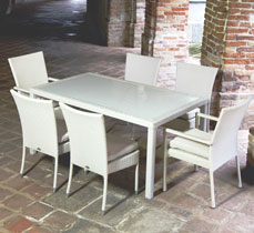 TAVOLO POLYRATTAN FRIULI BIANCO RETTANGOLARE