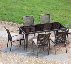 TAVOLO POLYRATTAN CON 4 SEDIE E 2 POLTRONE