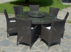 TAVOLO POLYRATTAN CON 8 POLTRONE