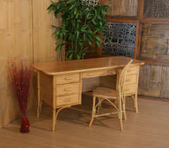 Scrivania in rattan aurora piano legno