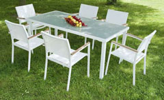 Tavolo bianco alluminio e vetro cm 90x180