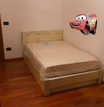 letto in legno tanganica singolo con contenitore 
