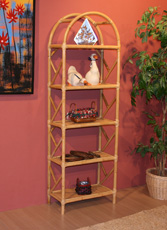 Libreria 5 piani con arco in rattan 